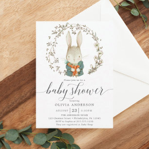 Carte D'accompagnement Baby shower vintage de demande de livre botanique