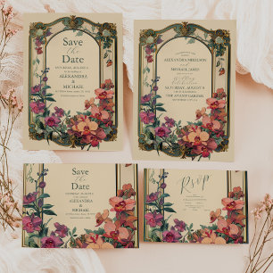 Invitation Tout En Un Mariage Art Nouveau classique