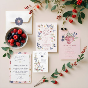 Invitation Berry Sweet Floral & Baby shower Basket Berry
