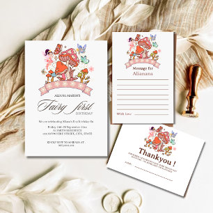 Invitation Fée Premier anniversaire mignon Aquarelle Champign