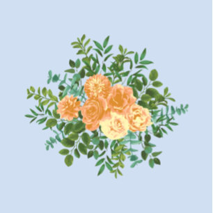 Peach Light Blue Peony Roos Floral Information Kaart
