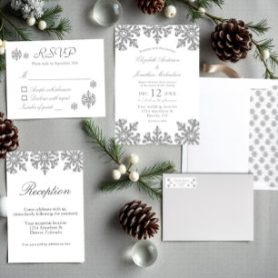 Invitation Mariage hivernal Silver Snowflake