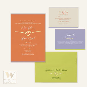 Invitation En Aluminium Mariage de coeur Orange Gold