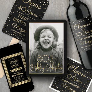 Invitation Téléchargement Surprise Fête d'anniversaire Noir &