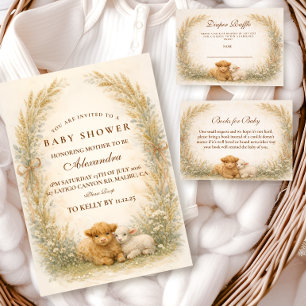 Invitation Baby Shower Fleur de Champ de Ferme Vintage