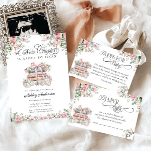 Carte D'accompagnement Nouveau chapitre Baby shower de la chaudière rose