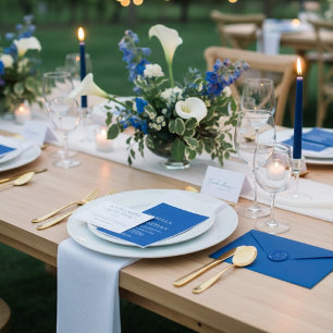 Carte D'accompagnement Mariage Formel Détail Bleu Cobalt Ordre Du Jour