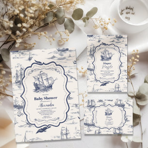 Invitation Bateau Toile Baby shower nautique