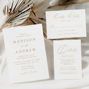 Invitation En Aluminium Mariage photo White and Gold Modern Elegance