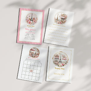 Carte De Remerciements Parisien Bonjour Bébé Rose Café Français Baby Show