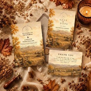 Invitation Mariage occidental rustique d'automne