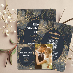 Save The Date Photo Elegant Mariage céleste Silver Gold