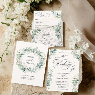 Invitation Elégant bébé Respiration Wreath Dusty Green Mariag