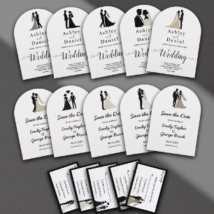Invitation Mariage d'arche romantique minimaliste noir et bla