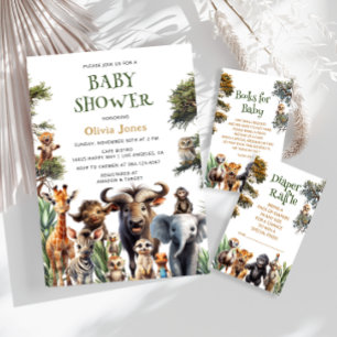 Invitation Safari Jungle Baby shower neutre genre