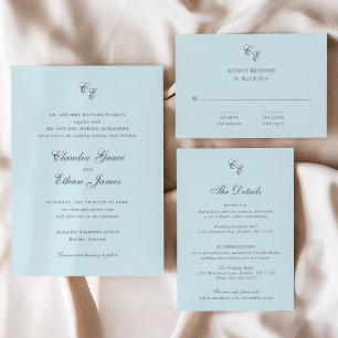 Invitation Claudia Powder Blue Mariage élégant