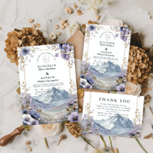 Invitation Mariage de Montagne aux Fleurs Sauvages Douces