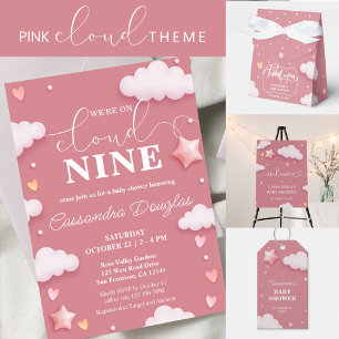 Hallo Baby shower Pink Clouds All In One Uitnodiging