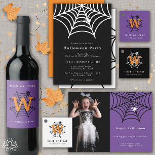 Invitation Halloween Spider Web moderne Black White Party