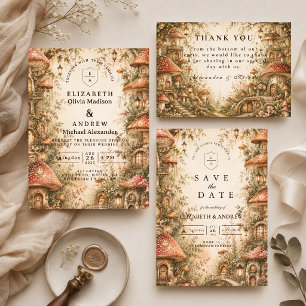 Carte De Remerciements Mariage Fantaisiste en Forêt de Champignons