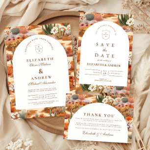 Carte De Remerciements Mariage floral du désert occidental