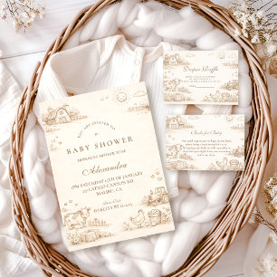 Doodle Vintage Farm Verhalenboek Baby Shower Servet