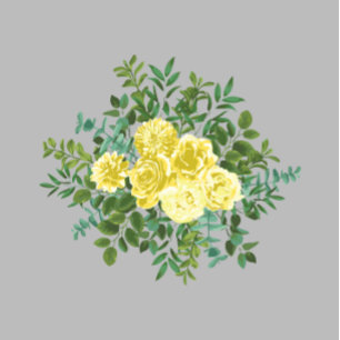 Invitation Jaune clair et gris pivoine et Rose Mariage floral