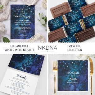 Invitation Élégant Mariage Whimsical Enchanted Blue Navy