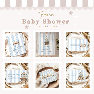 Invitation Baby shower du train d'aquarelle neurale