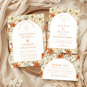 Carte De Remerciements Mariage avec une Arche Florale d'Automne