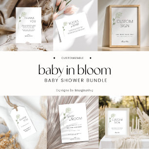 Bloemige Baby in Bloom Baby Shower Cadeautag Bedankjes Labels
