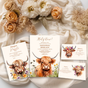 Invitation Le Baby shower à la vache de la belle Highland