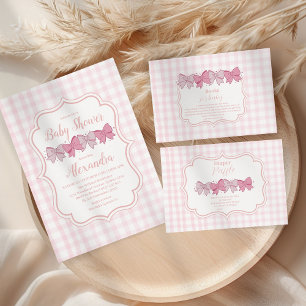 Carte D'accompagnement Pink Watercolor Bow Girl Baby Showe Livres pour bé