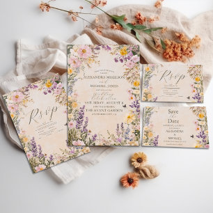 Cartons Réponse Mariage Fleur sauvage Elegant Boho