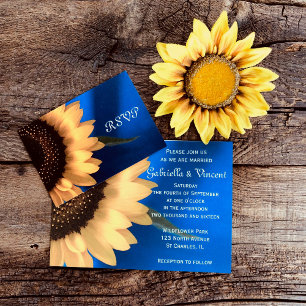 Invitation Tournesol jaune sur Mariage bleu