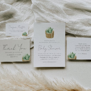 Sticker Rond Oh Baby Simple Baby shower Succulent