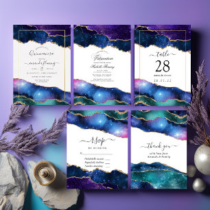 Galaxy Agate Quinceañera Foil Invitation