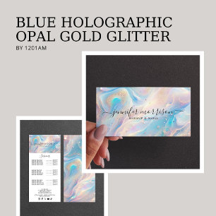 Carte Publicitaire Maquillage de Parties scintillant d'or opal bleu, 