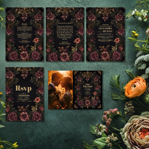 Carte D'accompagnement Royal Victorian Floral Mariage gothique