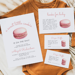 Invitation Douce Petite Macaron Rose Baby Shower