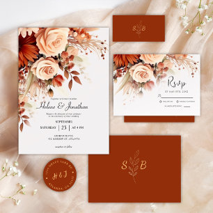 Cartons Réponse Terracotta Floral Moderne Mariage botanique