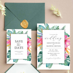Invitations de mariage de destination florale trop