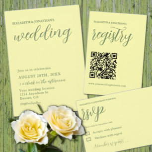 Invitation Mariage minimaliste Beurre Jaune et Sage