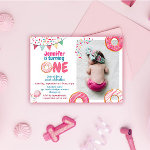 Donut Anniversaire Photo Invitation Sweet ONE