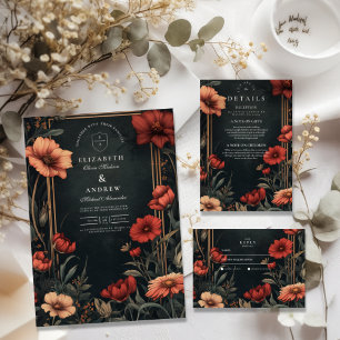 Invitation Mariage floral Art nouveau classique