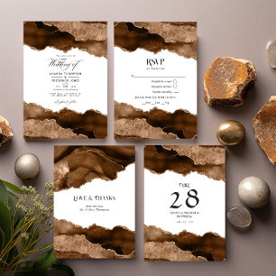 Cartons Réponse Mariage d'aquarelle Desert Gold Agate