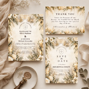 Cartons Réponse Mariage Élégant d'Hiver