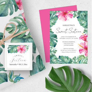 Sweet 16 Uitnodigingen Tropische Aloha thema