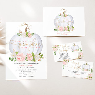 Invitation Petit citrouille floral clair premier anniversaire