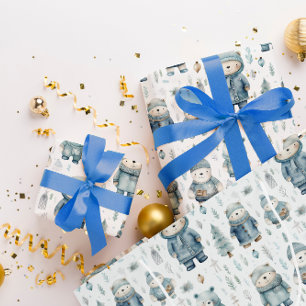 Papier Cadeau Motif d'ours en peluche en hiver